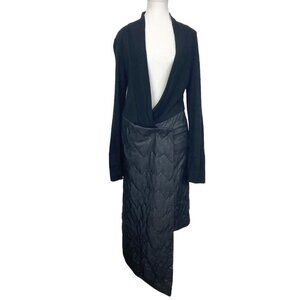MARIE SAINT PIERRE ANGORA WOOL BLEND BLACK KNIT QUILTED COMBO ASYMMETRICAL DRESS